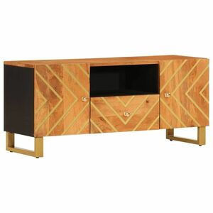 vidaXL fekete-barna tömör mangófa TV-szekrény 105 x 33, 5 x 46 cm kép