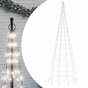 vidaXL hideg fehér karácsonyfa lámpa zászlórúdon 550 LED-del 300 cm kép