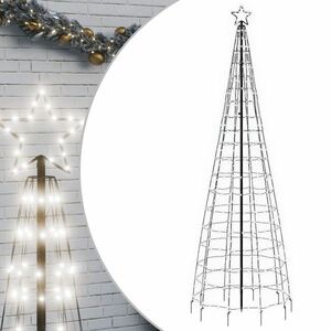 vidaXL hideg fehér karácsonyfa fénykúp tüskékkel 570 LED 300 cm kép