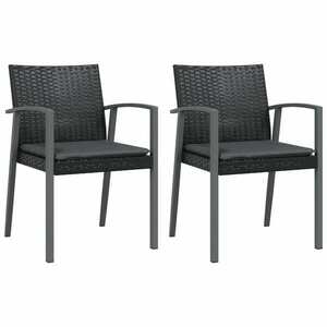 vidaXL 2 db fekete polyrattan kerti szék párnával 56, 5 x 57 x 83 cm kép