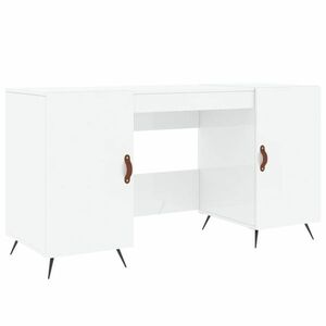 vidaXL magasfényű fehér színű szerelt fa íróasztal 140 x 50 x 75 cm kép
