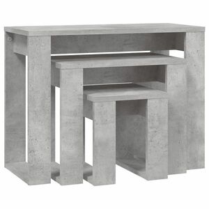 vidaXL 3 db betonszürke szerelt fa egymásba tolható asztal kép