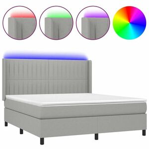 vidaXL világosszürke szövet rugós és LED-es ágy matraccal 160x200 cm kép