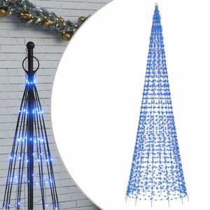 vidaXL kék karácsonyfa lámpa zászlórúdon 1534 LED-del 500 cm kép