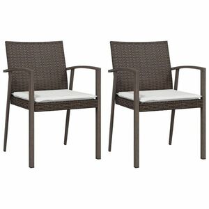 vidaXL 2 db barna polyrattan kerti szék párnával 56, 5 x 57 x 83 cm kép