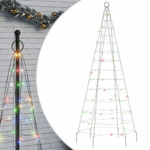vidaXL színes karácsonyfa zászlórúdon 200 LED-del 180 cm kép