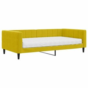 vidaXL sárga bársony kanapéágy matraccal 100 x 200 cm kép