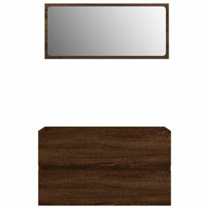 vidaXL 2 részes barna tölgy színű szerelt fa fürdőszobai bútorszett kép