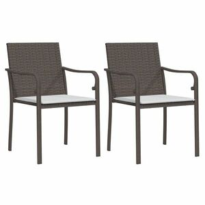 vidaXL 2 db barna polyrattan kerti szék párnával 56 x 59 x 84 cm kép