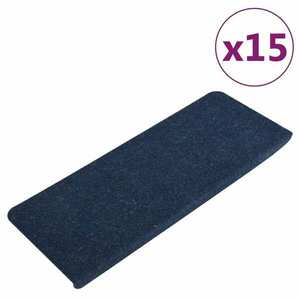 vidaXL 15 db kék öntapadó lépcsőszőnyeg 65x24, 5x3, 5 cm kép