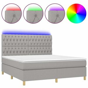 vidaXL világosszürke szövet rugós és LED-es ágy matraccal 160x200 cm kép