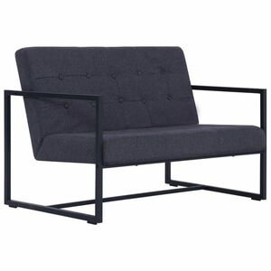 vidaXL 2 személyes sötétszürke acél és szövet karfás kanapé kép