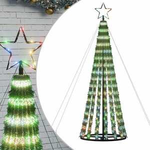 vidaXL színes karácsonyfa fénykúp 275 LED-del 180 cm kép