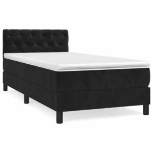 vidaXL fekete bársony rugós ágy matraccal 80 x 200 cm kép