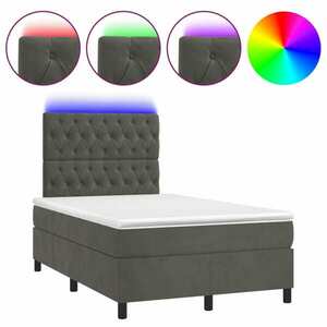 vidaXL sötétszürke bársony rugós és LED-es ágy matraccal 120x200 cm kép