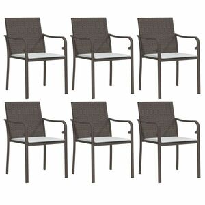 vidaXL 6 db barna polyrattan kerti szék párnával 56x59x84 cm kép