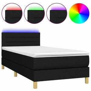 vidaXL fekete szövet rugós és LED-es ágy matraccal 90x190 cm kép