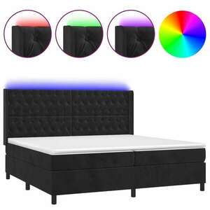 vidaXL fekete bársony rugós és LED-es ágy matraccal 200x200 cm kép