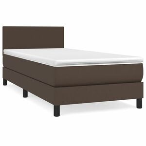 vidaXL barna műbőr rugós ágy matraccal 90 x 200 cm kép