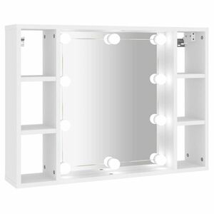 vidaXL fehér tükrös szekrény LED-ekkel 76 x 15 x 55 cm kép