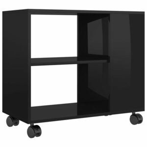 vidaXL magasfényű fekete szerelt fa kisasztal 70 x 35 x 55 cm kép