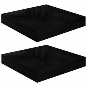 vidaXL 2 db magasfényű fekete MDF lebegő fali polc 23 x 23, 5 x 3, 8 cm kép