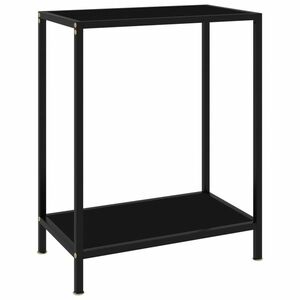 vidaXL fekete edzett üveg tálalóasztal 60 x 35 x 75 cm kép