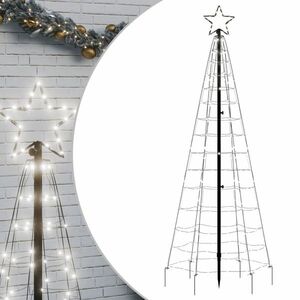 vidaXL hideg fehér karácsonyfa fénykúp tüskékkel 220 LED 180 cm kép
