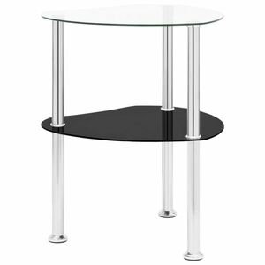 vidaXL 2 szintes átlátszó és fekete edzett üveg kisasztal 38x38x50 cm kép