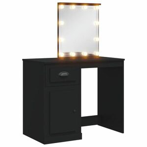 vidaXL fekete fésülködőasztal LED-lámpákkal 130 x 50 x 132, 5 cm kép