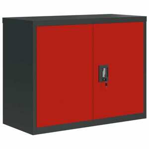 vidaXL antracitszürke-piros acél irattartó szekrény 90x40x70 cm kép
