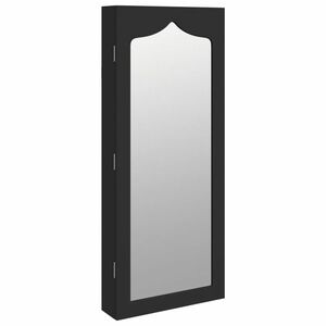 vidaXL fekete falra szerelhető tükrös ékszerszekrény 37, 5x10x90 cm kép