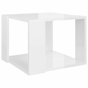 vidaXL magasfényű fehér szerelt fa dohányzóasztal 40 x 40 x 30 cm kép