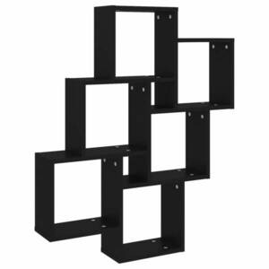 vidaXL fekete forgácslap fali kockapolc 78 x 15 x 93 cm kép