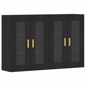 vidaXL 2 db fekete szerelt fa falra szerelhető szekrény kép