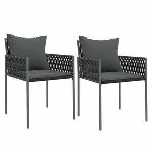 vidaXL 2 db fekete polyrattan kerti szék párnával 54 x 61 x 83 cm kép