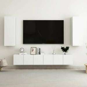 2 db magasfényű fehér forgácslap tv-szekrény 30, 5 x 30 x 60 cm kép