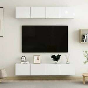 vidaXL 4 db magasfényű fehér forgácslap TV-szekrény 80 x 30 x 30 cm kép
