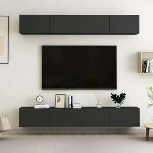 vidaXL 4 db fekete forgácslap TV-szekrény 100 x 30 x 30 cm kép