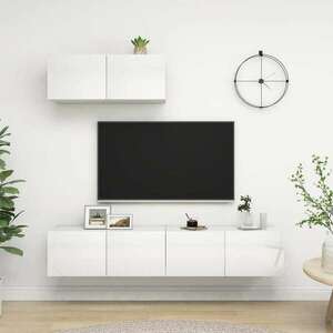 vidaXL 3 db magasfényű fehér forgácslap TV-szekrény kép