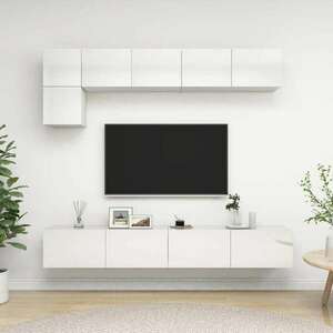 vidaXL 5 részes magasfényű fehér forgácslap TV-szekrényszett kép