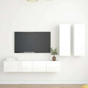 vidaXL 4 részes magasfényű fehér forgácslap TV-szekrényszett kép