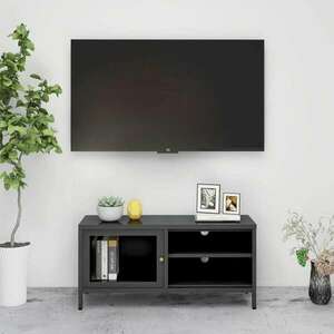 vidaXL antracitszürke acél és üveg TV-szekrény 90 x 30 x 44 cm kép