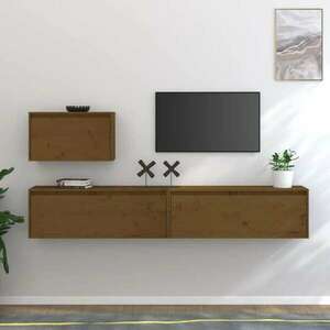 vidaXL 3 darab méz-barna tömör fenyőfa TV-szekrény kép