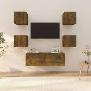 vidaXL füstölt tölgyszínű szerelt fa fali TV-szekrényszett kép