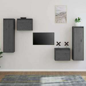 vidaXL 4 darab szürke tömör fenyőfa TV-szekrény kép