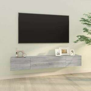 vidaXL 2 db szürke -tölgyszín szerelt fa fali TV-szekrény 100x30x30 cm kép