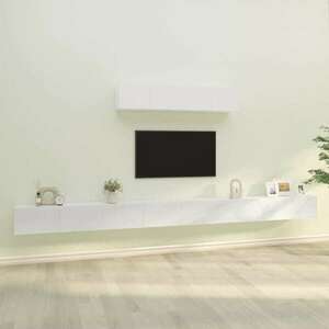 vidaXL 6 részes magasfényű fehér szerelt fa TV-szekrényszett kép