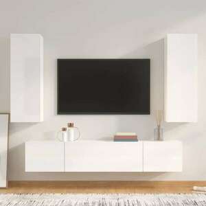 vidaXL 4 részes magasfényű fehér szerelt fa TV-szekrényszett kép