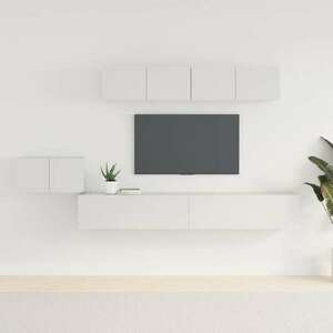 vidaXL 5 részes fehér szerelt fa TV-szekrényszett kép